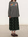YANYAN KNITS Fall/Winter 2025: Wool plaid cropped sweater / mid-length skirt YYK-YYW25-1422-GW (Skirt: YYW25-2021)